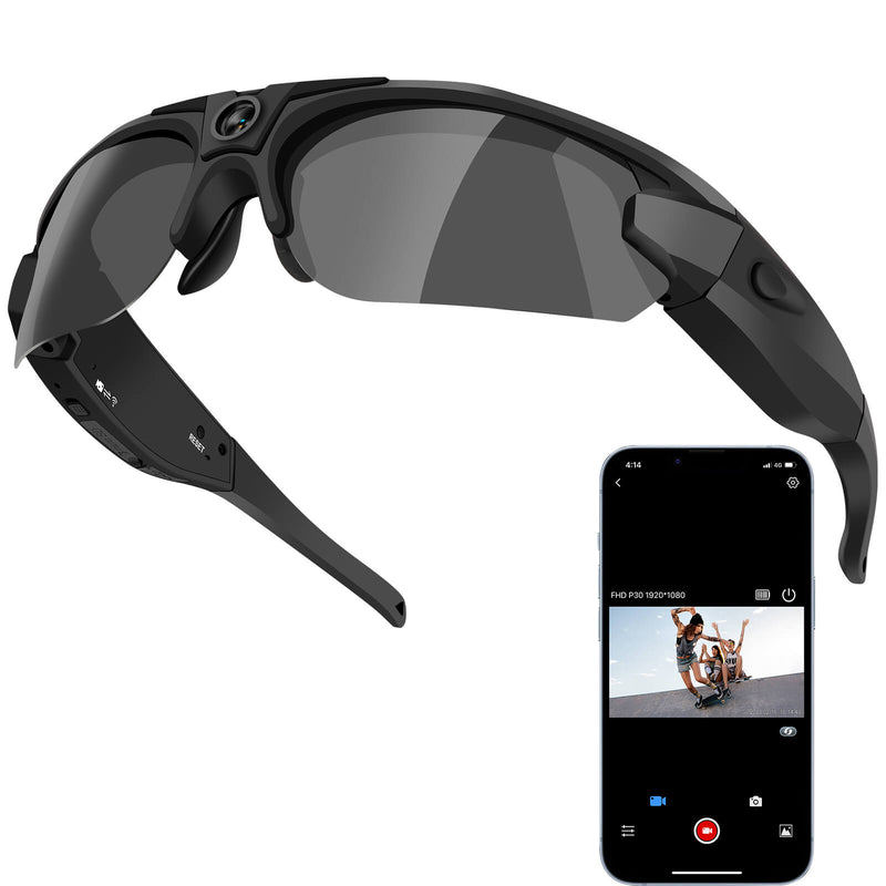 SIXMOU MS35 APP Sports Video Sunglasses, HD1080p Camera, Videos and Photos Easy Download to Your Phone, Share with Your Friends and Family Immediately(Include 32G Memory Card)