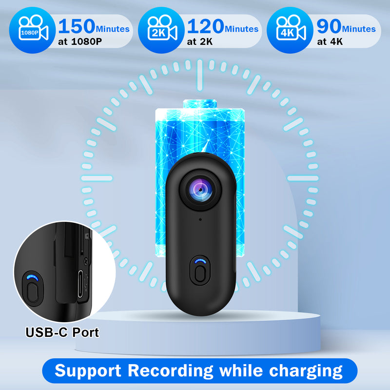 i3 4K Thumb Action Camera, Tiny Size, Mount Anywhere, Small Body Camera with Spring Clip, Portable Vlogging Camera, Hands-Free POV Recording, Helmet Camera for Cycling, Motorcycle (64G-Card, Black)Only Ship To US