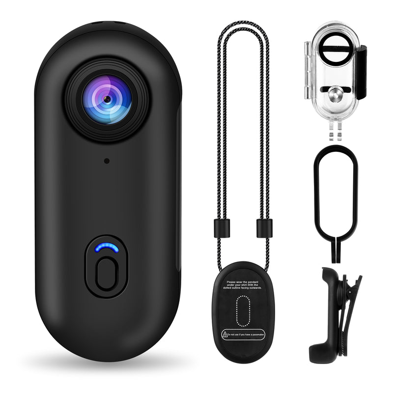 i3 4K Thumb Action Camera, Tiny Size, Mount Anywhere, Small Body Camera with Spring Clip, Portable Vlogging Camera, Hands-Free POV Recording, Helmet Camera for Cycling, Motorcycle (64G-Card, Black)Only Ship To US