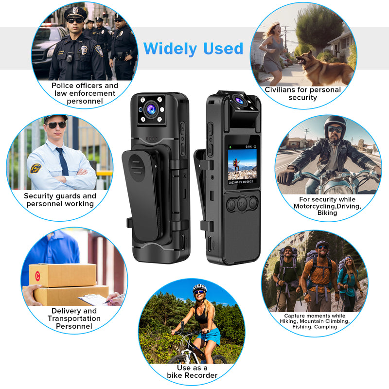 Body Camera Sound Body Camera with Audio and Video Recording, 6 Hours HD 1296P Body Cam